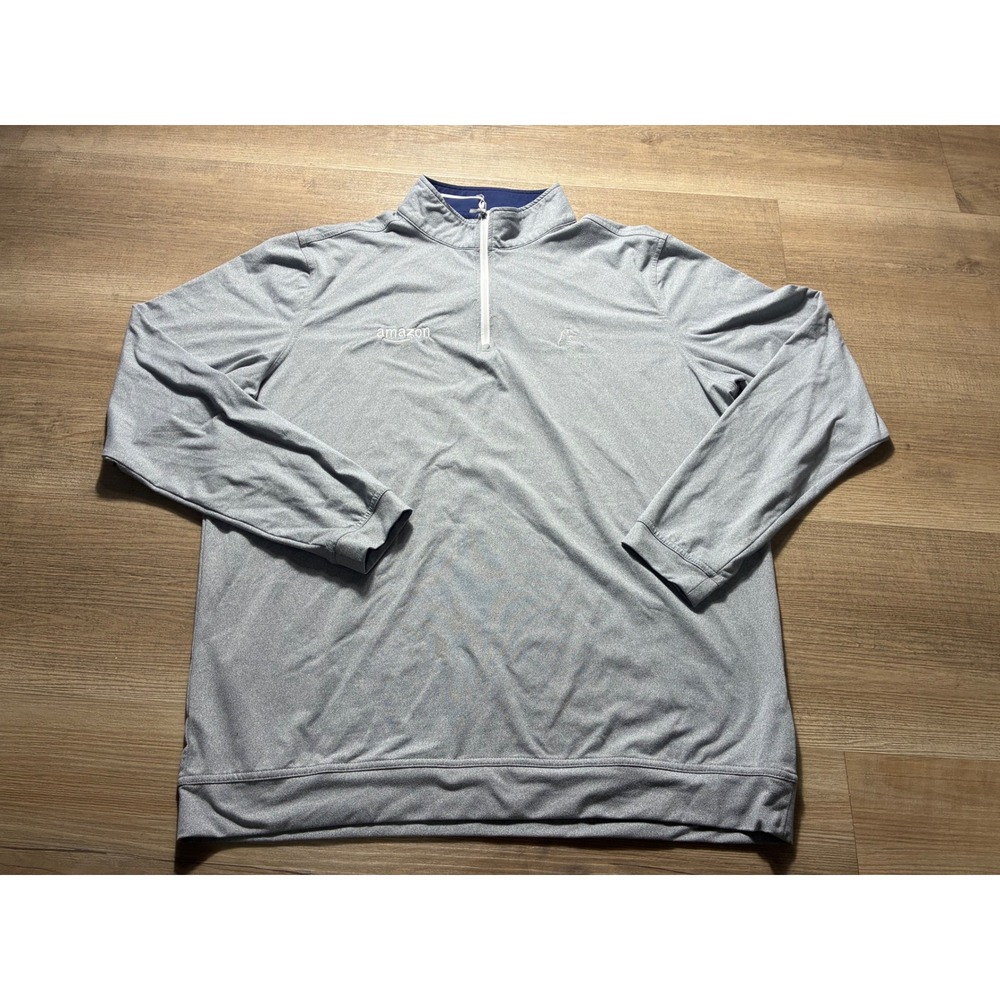 Rhoback Amazon Logo Mens Large Gray Quarter Zip Pullover Performance Shirt L